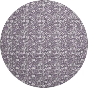 Luxury Washable Indoor/Outdoor Soft Essentials Purple 8' x 8' Round Rug
