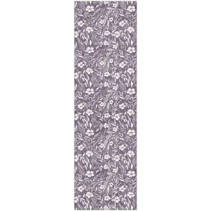 Luxury Washable Indoor/Outdoor Soft Essentials Purple 2\'3\" x 7\'6\" Runner Rug