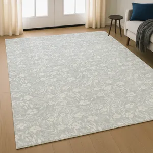 Luxury Washable Indoor/Outdoor Soft Essentials Silver 5\' x 7\'6\" Rug