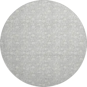 Luxury Washable Indoor/Outdoor Soft Essentials Silver 8' x 8' Round Rug