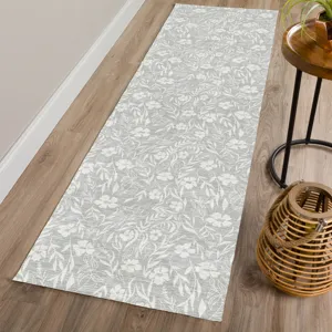 Luxury Washable Indoor/Outdoor Soft Essentials Silver 2\'3\" x 7\'6\" Runner Rug