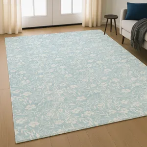 Luxury Washable Indoor/Outdoor Soft Essentials Sky 9\' x 12\' Rug