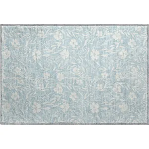 Luxury Washable Indoor/Outdoor Soft Essentials Sky 1\'8\" x 2\'6\" Rug