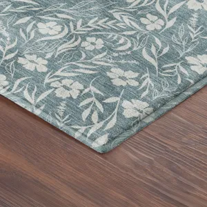 Luxury Washable Indoor/Outdoor Soft Essentials Teal 2\'3\" x 7\'6\" Runner Rug