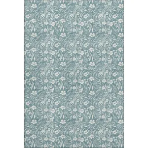 Luxury Washable Indoor/Outdoor Soft Essentials Teal Rug