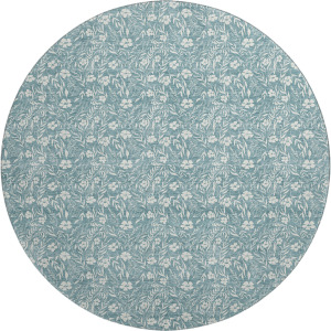 Luxury Washable Indoor/Outdoor Soft Essentials Teal 8' x 8' Round Rug
