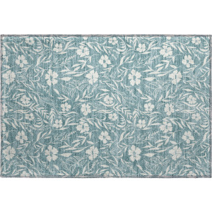 Luxury Washable Indoor/Outdoor Soft Essentials Teal Rug