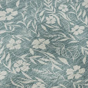 Luxury Washable Indoor/Outdoor Soft Essentials Teal 2\'3\" x 7\'6\" Runner Rug