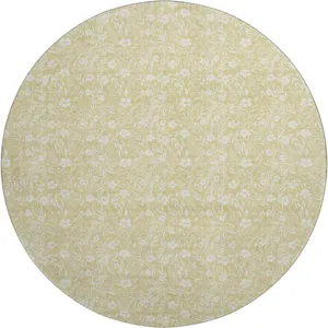 Luxury Washable Indoor/Outdoor Soft Essentials Wheat 8' x 8' Round Rug