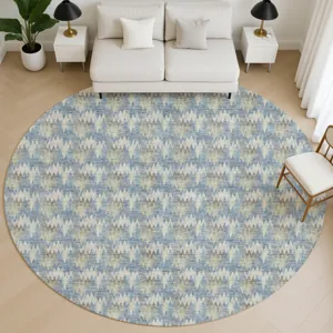 Luxury Washable Soft Essentials Blue 8\' x 8\' Round Rug