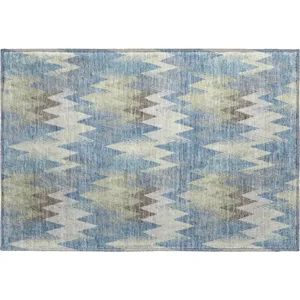 Luxury Washable Soft Essentials Blue Rug