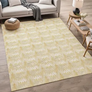 Luxury Washable Soft Essentials Gold 5\' x 7\'6\" Rug