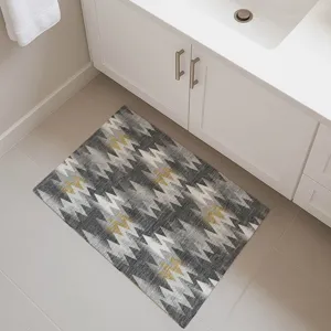 Luxury Washable Soft Essentials Graphite 1\'8\" x 2\'6\" Rug