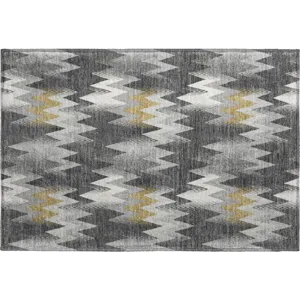 Luxury Washable Soft Essentials Graphite 1\'8\" x 2\'6\" Rug