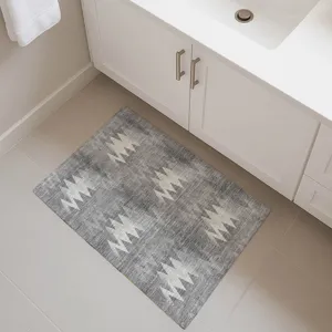 Luxury Washable Soft Essentials Gray 1\'8\" x 2\'6\" Rug