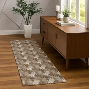 Luxury Washable Soft Essentials Mocha 2\'3\" x 7\'6\" Runner Rug