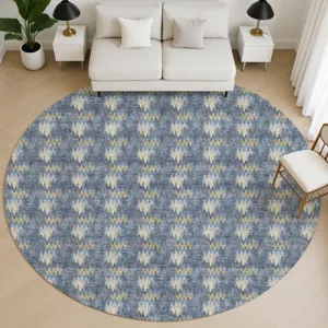 Luxury Washable Soft Essentials Navy 8\' x 8\' Round Rug