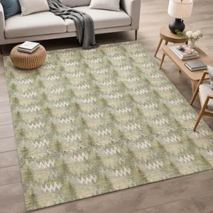 Luxury Washable Soft Essentials Olive 8\' x 10\' Rug