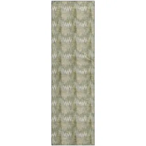 Luxury Washable Soft Essentials Olive 2\'3\" x 7\'6\" Runner Rug