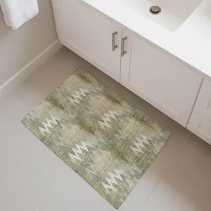 Luxury Washable Soft Essentials Olive 1\'8\" x 2\'6\" Rug