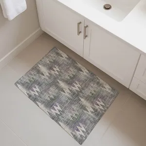 Luxury Washable Soft Essentials Pewter 1\'8\" x 2\'6\" Rug