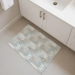 Luxury Washable Soft Essentials Sky 1\'8\" x 2\'6\" Rug