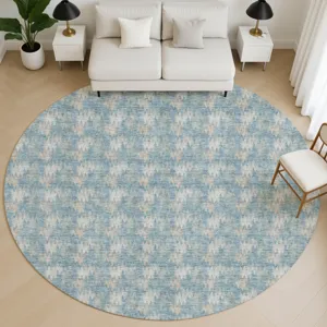 Luxury Washable Soft Essentials Teal 8\' x 8\' Round Rug