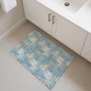 Luxury Washable Soft Essentials Teal 1\'8\" x 2\'6\" Rug