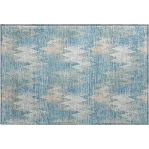 Luxury Washable Soft Essentials Teal Rug