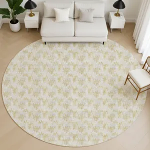 Luxury Washable Soft Essentials Wheat 8\' x 8\' Round Rug