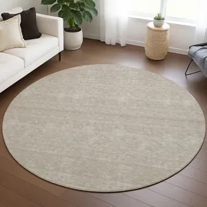 Luxury Washable Soft Essentials Beige 8\' x 8\' Round Rug