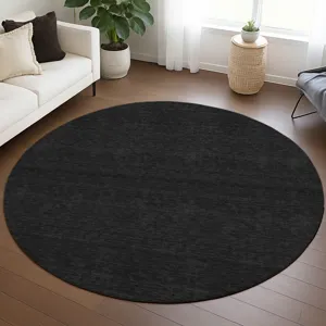 Luxury Washable Soft Essentials Black 8\' x 8\' Round Rug