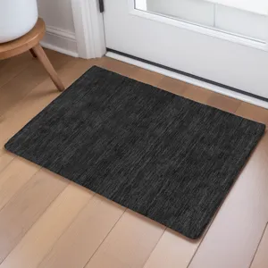 Luxury Washable Soft Essentials Black 1\'8\" x 2\'6\" Rug