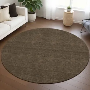 Luxury Washable Soft Essentials Chocolate 8\' x 8\' Round Rug