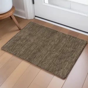Luxury Washable Soft Essentials Chocolate 1\'8\" x 2\'6\" Rug