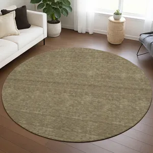 Luxury Washable Soft Essentials Coffee 8\' x 8\' Round Rug
