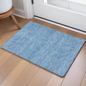 Luxury Washable Soft Essentials Denim 1\'8\" x 2\'6\" Rug