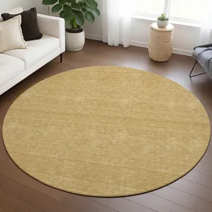 Luxury Washable Soft Essentials Gold 8\' x 8\' Round Rug