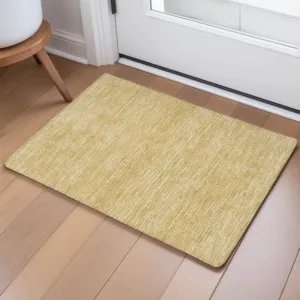 Luxury Washable Soft Essentials Gold 1\'8\" x 2\'6\" Rug