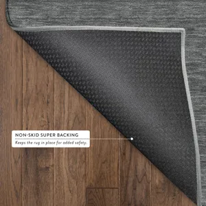 Luxury Washable Soft Essentials Graphite 1\'8\" x 2\'6\" Rug