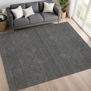 Luxury Washable Soft Essentials Graphite 8\' x 10\' Rug