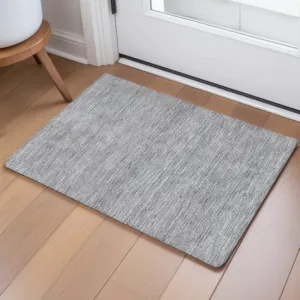 Luxury Washable Soft Essentials Gray 1\'8\" x 2\'6\" Rug