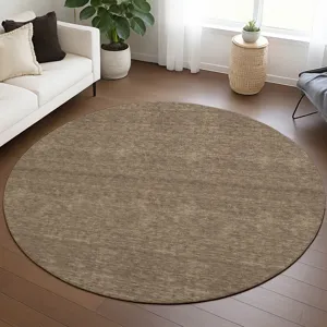 Luxury Washable Soft Essentials Mocha 8\' x 8\' Round Rug