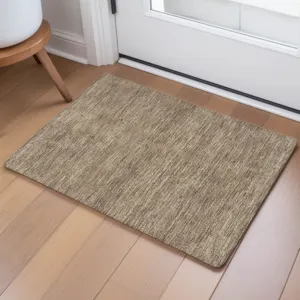 Luxury Washable Soft Essentials Mocha 1\'8\" x 2\'6\" Rug