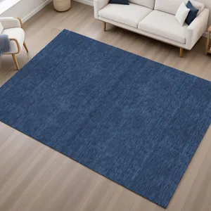 Luxury Washable Soft Essentials Navy 9\' x 12\' Rug