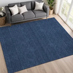 Luxury Washable Soft Essentials Navy 9\' x 12\' Rug
