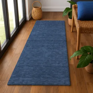 Luxury Washable Soft Essentials Navy 2\'3\" x 7\'6\" Runner Rug