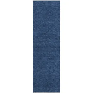 Luxury Washable Soft Essentials Navy 2\'3\" x 7\'6\" Runner Rug