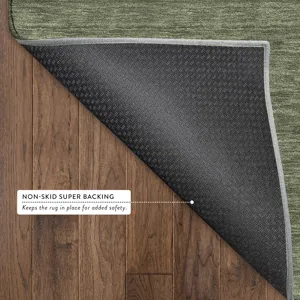 Luxury Washable Soft Essentials Olive 3\' x 5\' Rug