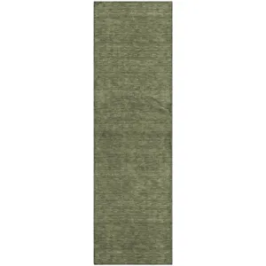 Luxury Washable Soft Essentials Olive 2'3" x 7'6" Runner Rug